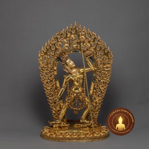 Vajrayogini Dakini Statue | Handmade Buddhist Tantric Female Deity | Himalayan Hand-Carved Sculpture from Nepal | Gilded in pure 24k Gold