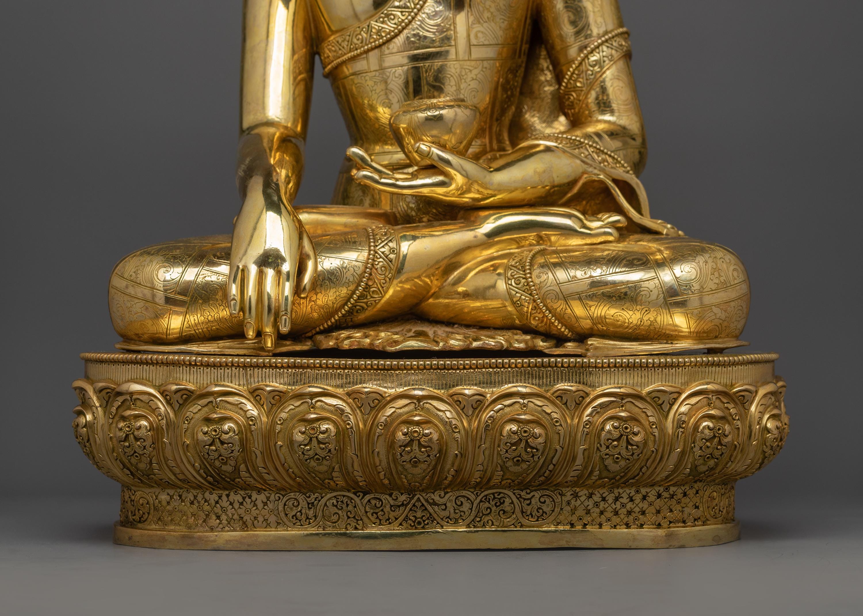 Handcrafted 24K Gold Gilded Historical Buddha Statue for