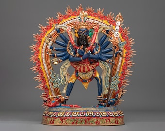 Chakrasamvara Buddhist Altar Sculpture | Tantric Deity of Sacred Union, Wisdom and Compassion | Handmade Himalayan Vajrayana Art