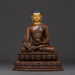 Handmade Healing Deity Medicine Buddha | Divine Source of Healing, Purification | Figurine for Shrine, and Dharma Decor | Made In Nepal