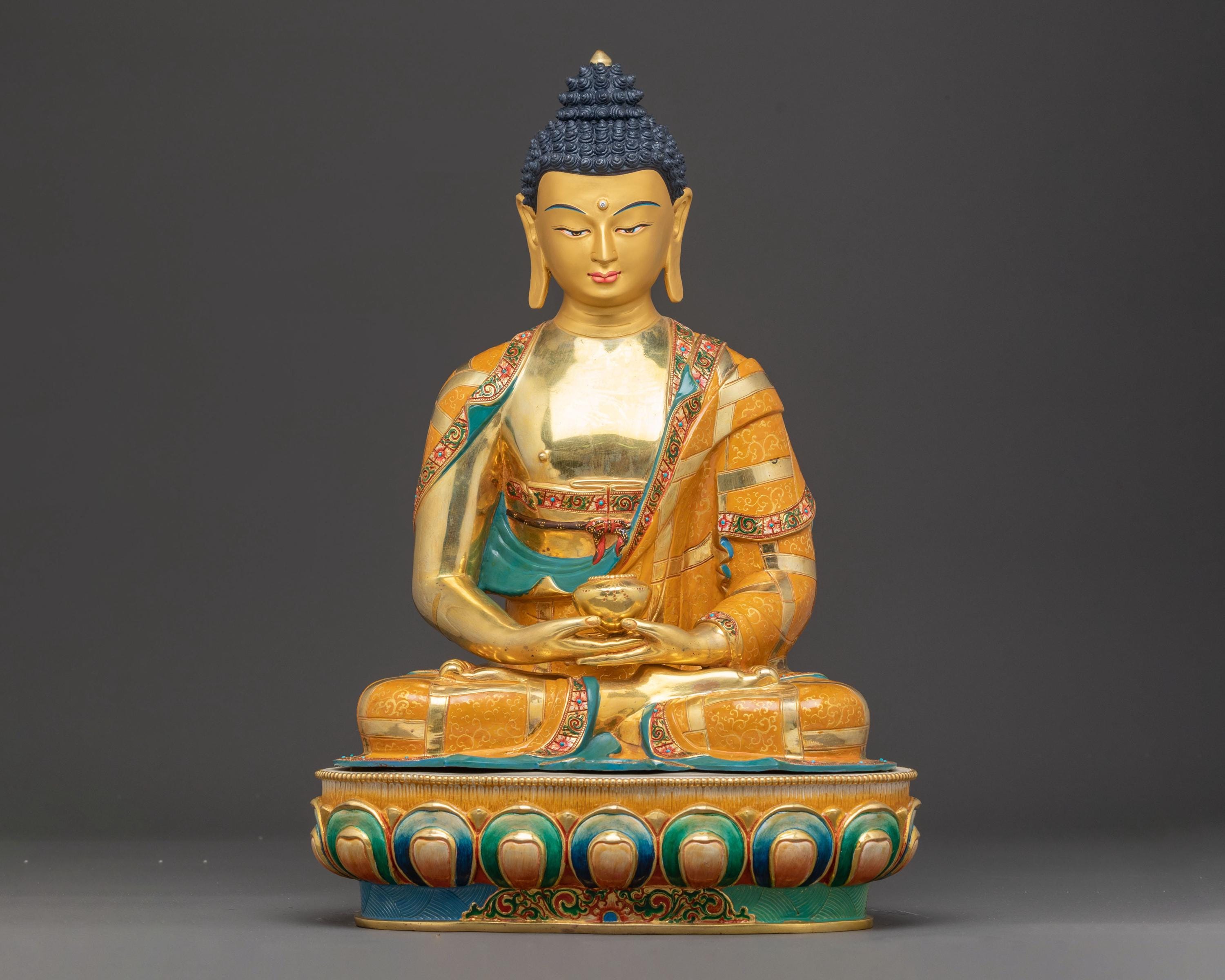 阿弥陀如来像：浄土仏陀 |ダルマカラの置物 |黄金の手作りの阿弥陀仏像