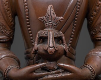 銅製 13.6インチ 阿弥陀如来像 永遠の生命を司る仏陀 | 酸化銅に金彩と