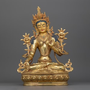 Tibetan Healing and Compassionate Deity White Tara Figurine | Tibetan Handmade Spiritual Statue of  Bodhisattva Sita-White Tara | Sacred Art