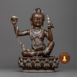 Virupa Virupaksa Statue, Buddhist Deity Figure, Silver Plated, Oxidized Copper Art, Handcrafted Nepalese Decor, Traditional Nepali Artwork