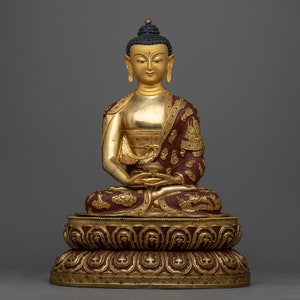 Attain Enlightenment with the Dhyani Amitabha Buddha Statue | Tibetan Namo Buddha | Traditionally Hand-Carved Sculpture | Gilded in 24k Gold