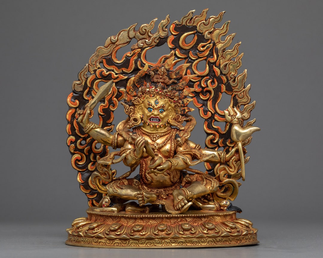 four-armed-mahakala-statue-authentic-handmade-wrathful-sculpture