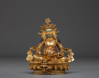ヒマラヤの黄金のジャンバラ像｜チベットの富の神｜繁栄と守護を祈願