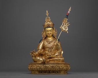 24K Gold-Gilded Padmasambhava Statue, Tantra Rinpoche, Buddhist Artwork