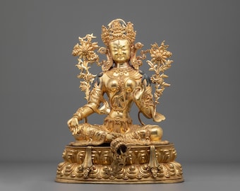 Handmade Green Tara Sculpture | Buddhist Deity of Compassion and Protection | Himalayan Art for Altar and Meditation