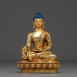 Handmade Great Healer Medicine Buddha Art | Home Decor for Longevity and Peace | Figurine for Shrine, Altar and Dharma Decor | Made In Nepal