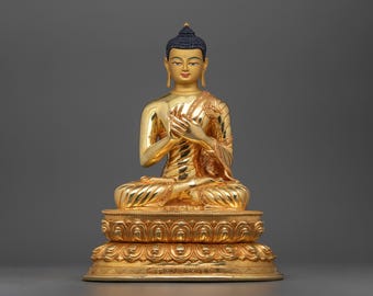 24K Gold Gilded Statue of Vairocana Tibetan Buddhism | Symbolizing