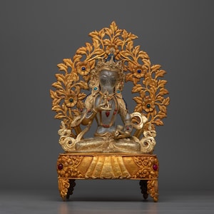 Vajrasattva Crystal Body Statue Holding Upright Vajra | Purity and Renewal Manifestation | Nepalese Hand-sculpted Statue | Made In Nepal
