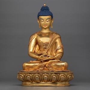 Buddhist Compassionate Deity Amitabha Buddha Statue | Sukhavati (Pure Land) Buddha Figurine for Shrine and Dharma Decor | Made In Nepal