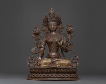 Compassion Goddess: White Tara Spiritual Statue | Tibetan Buddhist Deity for Spiritual Altar Decor