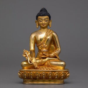 Sacred Buddhist Altar Bhaisajyaguru Healing Buddha Figurine | Medicine Buddha Statue for Shrine, Altar, and Dharma Decor | Made In Nepal