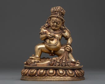 Black Dzambhala Copper Statue - Tibetan Wealth Deity for Spiritual Decor | Sacred Gift