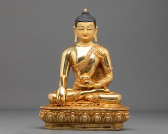 Handcrafted Shakyamuni Buddha Statue | Copper Sculpture of the Awakened Teacher and Dharma Guide | Himalayan Buddhist Sacred Altar Art