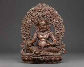 Estatua de Dzambhala, guardián de la riqueza / Figura tibetana de la prosperidad hecha a mano / Fortuna, abundancia y bendiciones / Decoración sagrada para el hogar