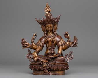 Wealth Goddess Vasudhara Statue for Prosperity and Abundance | Fine Art Vasudhara Statue from Nepal | Himalayan Oxidized Copper Sculpture