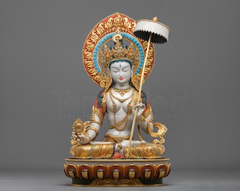 Dukar Spiritual Statue | Sitatapatra Buddhist Deity of Protection | Himalayan Sacred Sculpture for Altar and Meditation Shrine