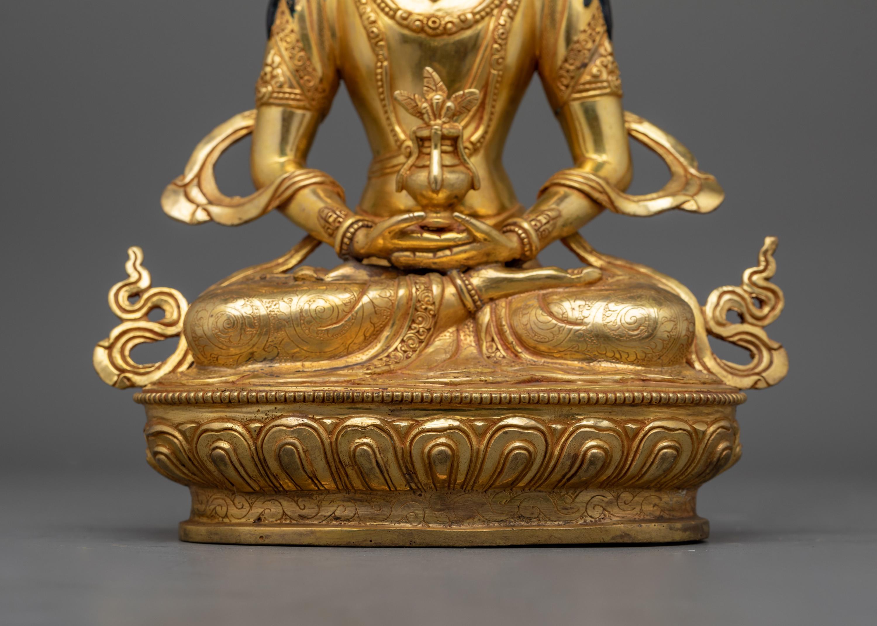 24K 金メッキの長寿仏像 – 長寿と知恵を象徴する手作り銅像 | 伝統的に