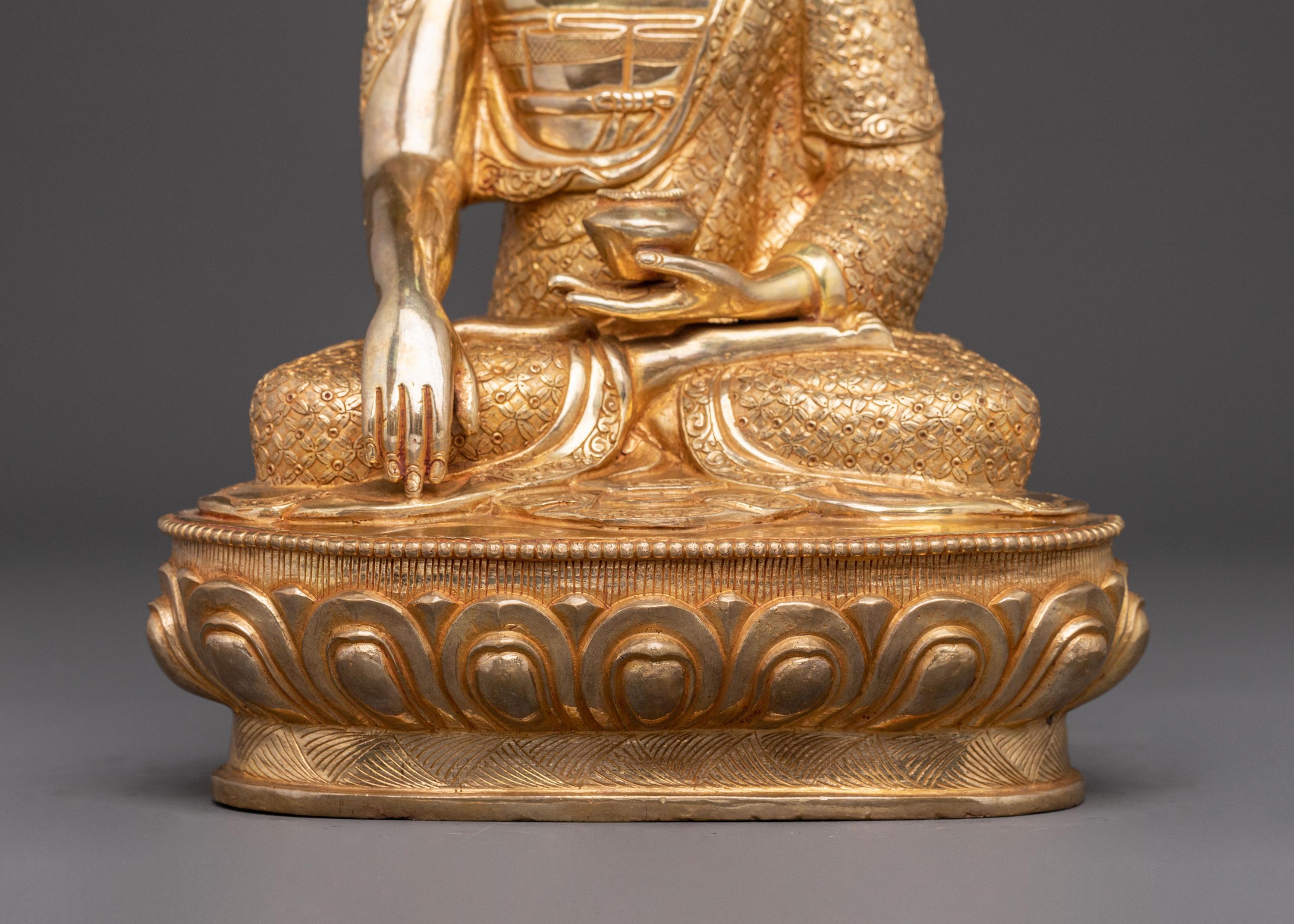 釈迦牟尼仏像 | 24K金鍍金銅像 | 手作り仏教美術彫刻 | スピリチュアル