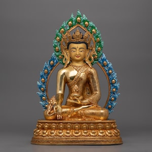 Buddhist Altar Bhaisajyaguru Healing Buddha Figurine | Handcrafted Medicine Buddha Statue for Shrine, Altar and Dharma Decor | Made In Nepal