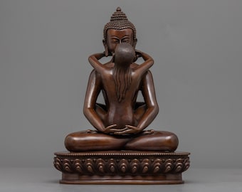 Samantabhadra With Consort Statue in Union | Hand-Crafted Figurine of Yab - Yum Tibetan Buddhist Sculpture | Fine Asian Artwork of Nepal