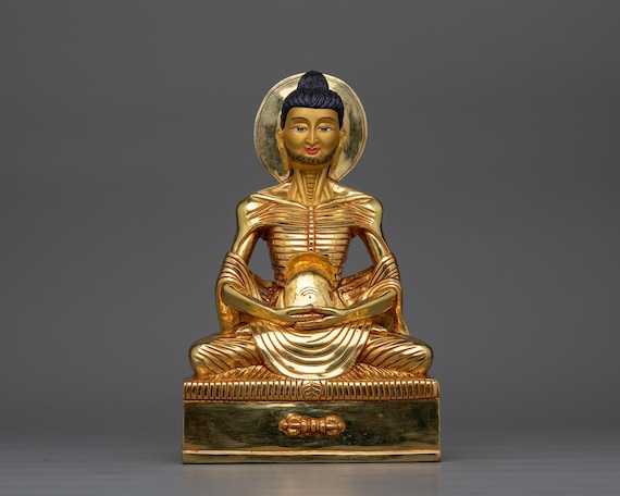 Fasting Buddha Pure 24K Gold Gilded Statue | Emblem of Ascetic