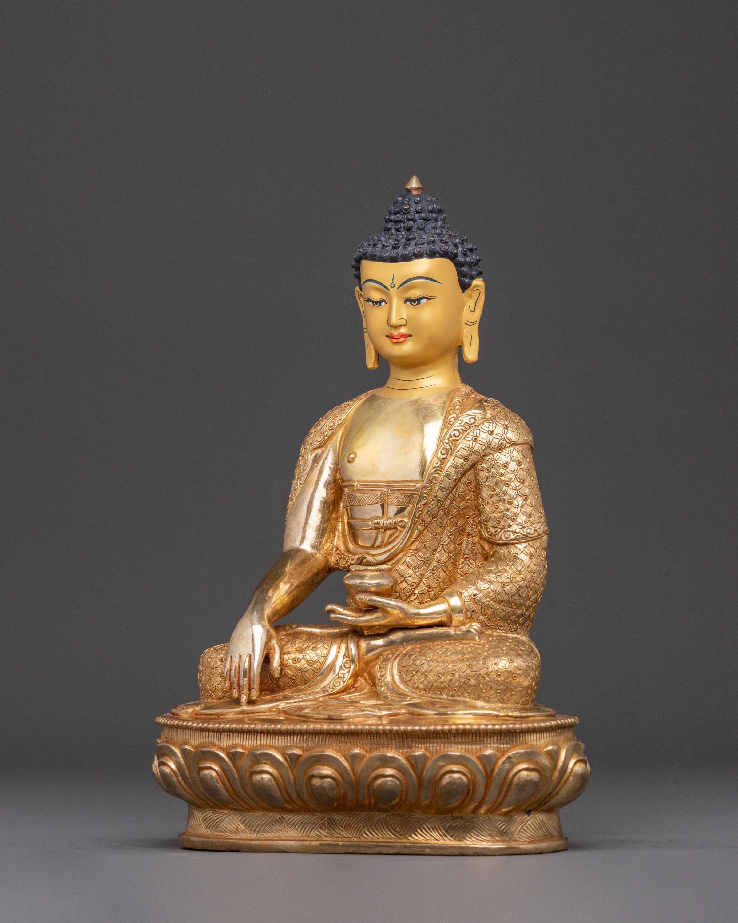 釈迦牟尼仏像 | 24K金鍍金銅像 | 手作り仏教美術彫刻 | スピリチュアル
