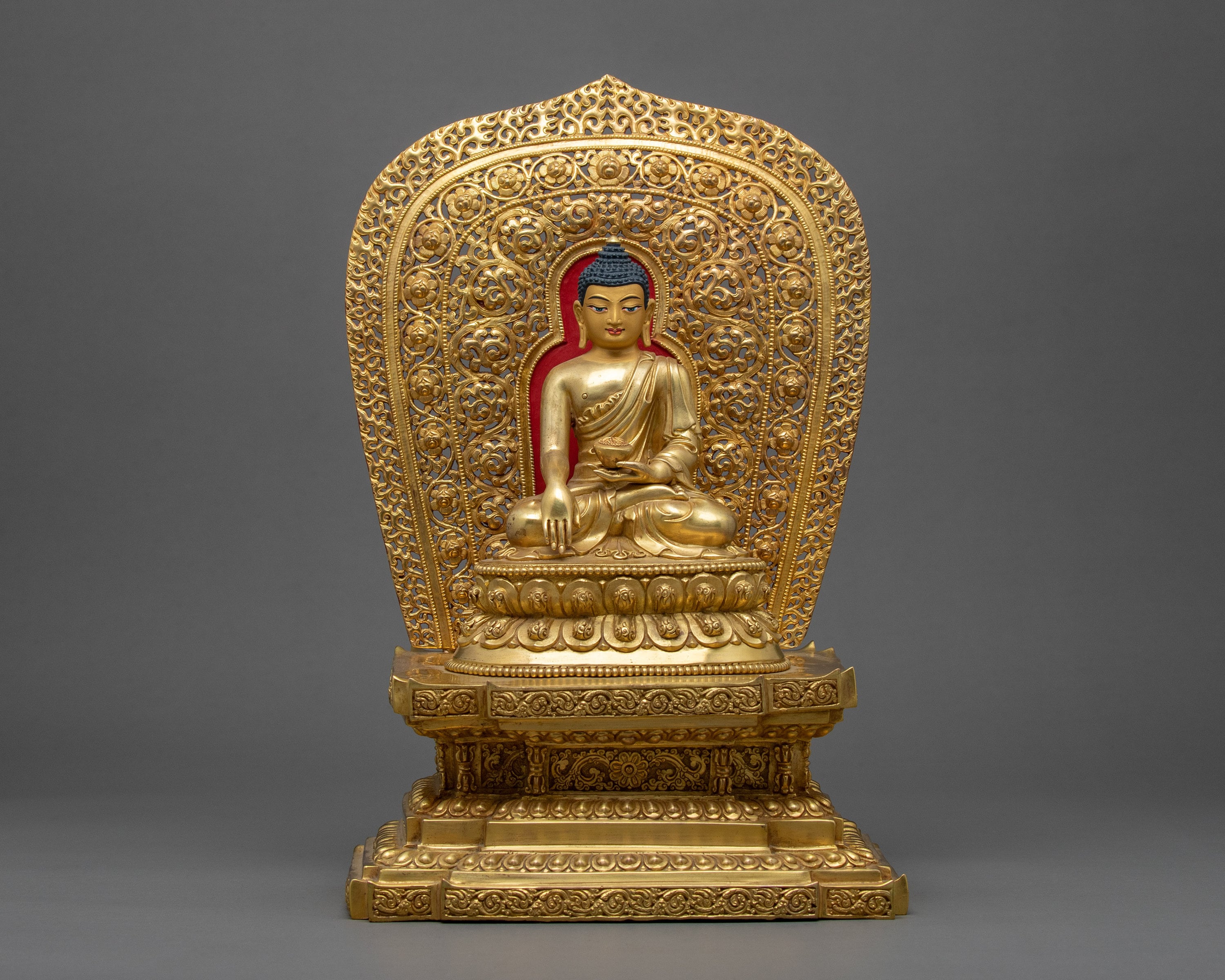Namo Shakyamuni Buddha Art | Of Himalayan Nepali Statue Traditional Tibetan Originally Hand Carved With Genuine 24K Gold
