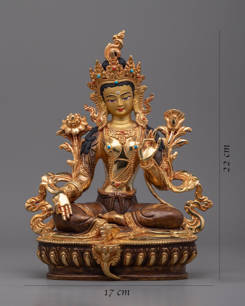 Majestic 21 Taras Set 24K Gold Gilded Statues for Wisdom, Compassion, and Empowerment Whole Collection of 21 Tara Buddhist Sculpture image 2