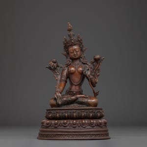 Oxidized White Tara Art in Copper | Symbol of Compassion and Longevity | Figurine for Shrine, and Dharma Decor | Sculpture Made In Nepal