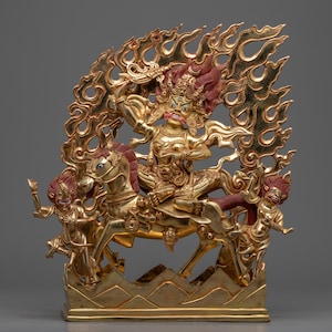 Palden Lhamo Statue | Handmade Female Buddhist Fierce Protector Deity | Sanskrit - Shri Devi Sculpture | Traditional Himalayan Nepali Art
