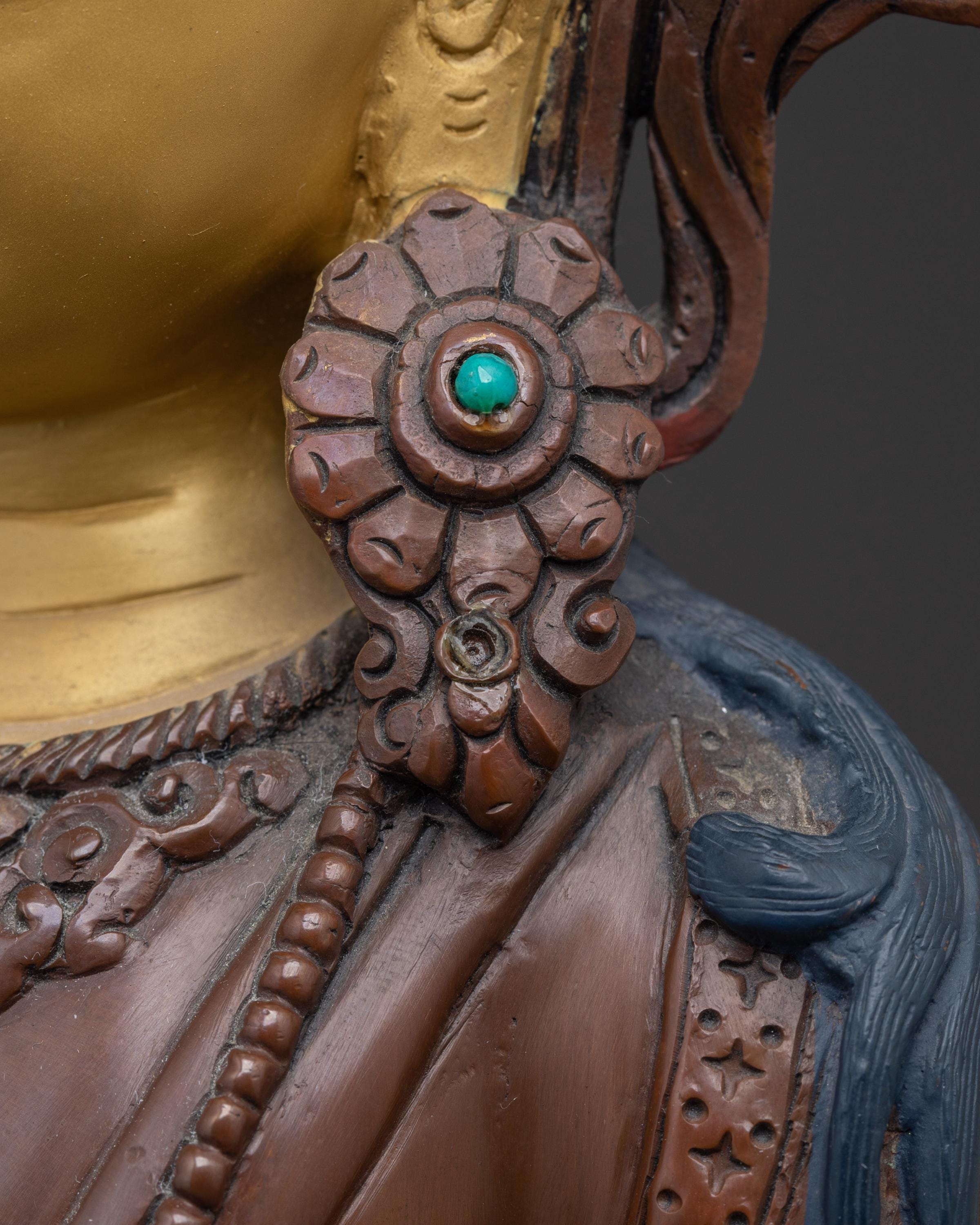 銅製 13.6インチ 阿弥陀如来像 永遠の生命を司る仏陀 | 酸化銅に金彩と