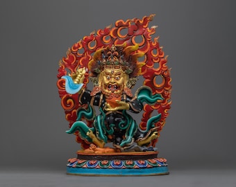 Wrathful Bernagchen Mahakala Statue for Spiritual Protection and Fierce Compassion | Gompo Bernagchen | Dharma Protector | Tibetan Buddhism