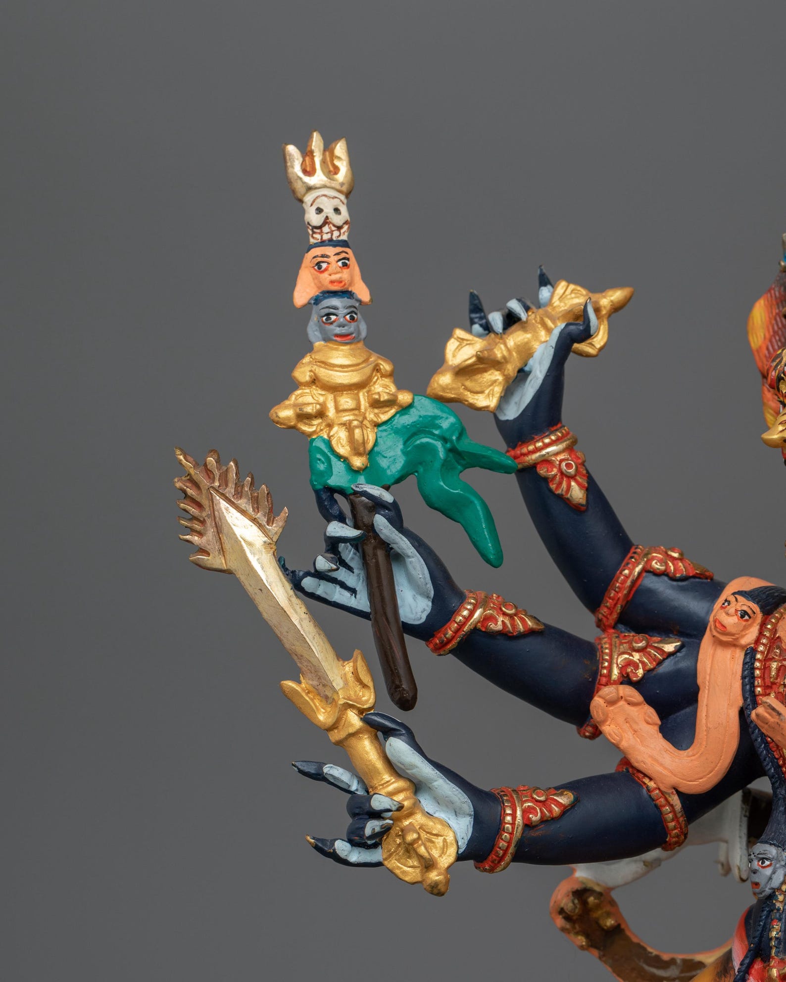 Protector Statues Wrathful Hayagriva Protector Statue | 13.6 Inch 24K Gold Gilded Tibetan ...
