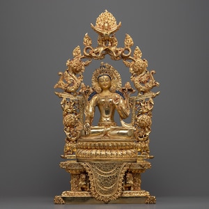 White Tara Statue | 24K Gold Gilded Female Bodhisattva of Compassion Statue for Meditation and Religious Purpose | TermaTree&#39;s Artwork