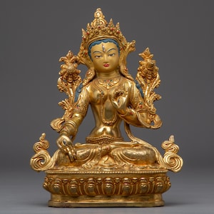 Goddess of Protection White Tara Artwork | Feminine Energy and Healing | Figurine for Shrine, and Dharma Decor | Sculpture Made In Nepal