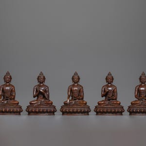 Spiritual Five Dhyani Buddha Statue | Tibetan Oxidized Copper Body Sculpture | Deities for Meditation and Sacred Home Decor | Made In Nepal