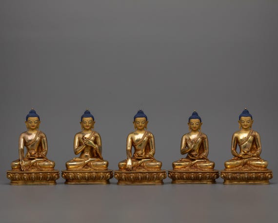 Handcrafted Five Buddha Set Sculpture | Symbol of Universal