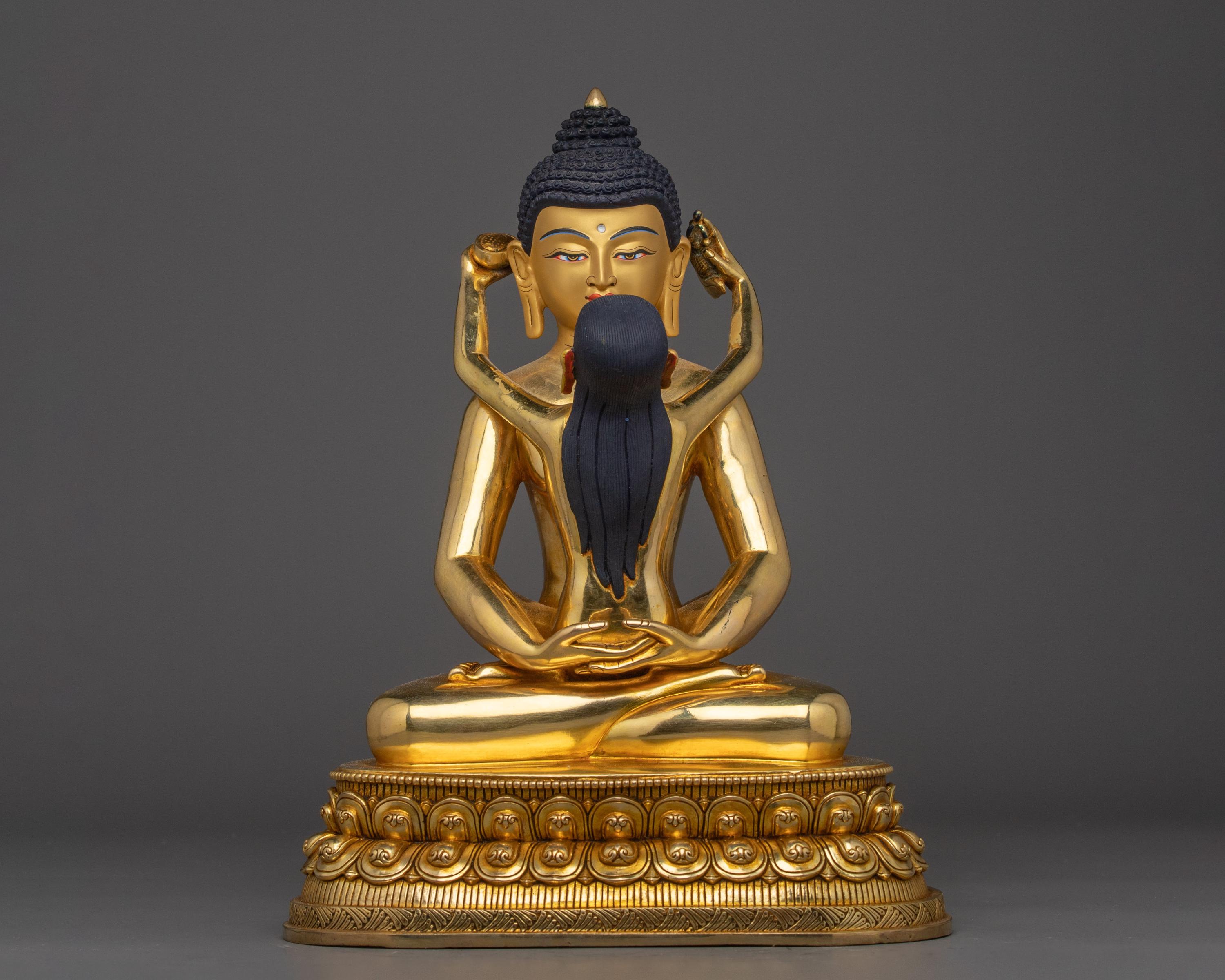 Handmade Great Bodhisattva Samantabhadra Statue | Tibetan Buddhism Statue | Samanthabhadra with Consort Golden Statue | Statue for Peace