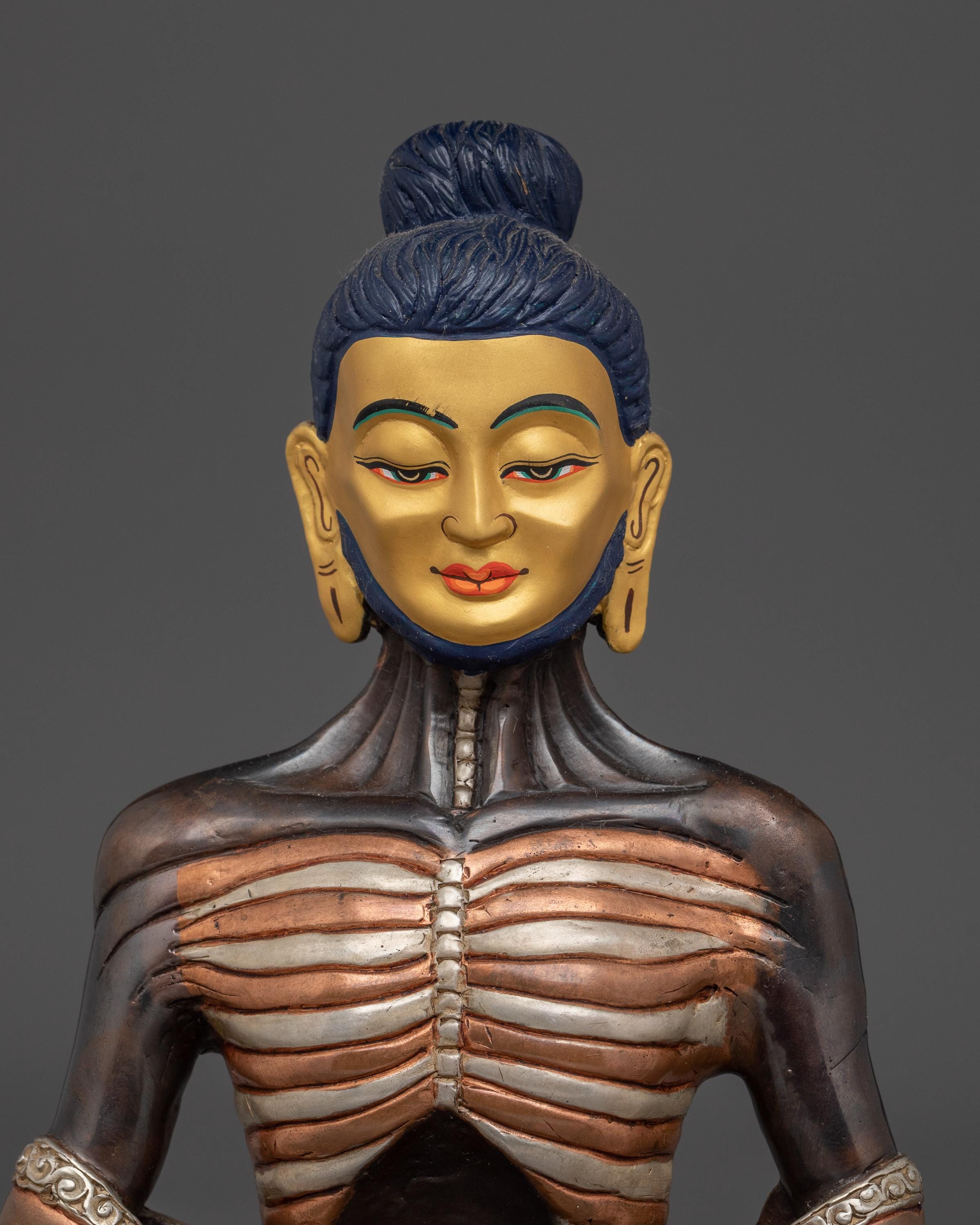 Handmade Fasting Buddha Statue for Meditation | Silver-plated