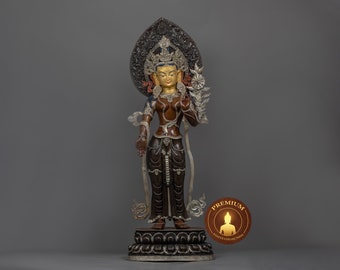 8インチ チベット仏教の神 白多羅菩薩（Sgrol dkar）真鍮像