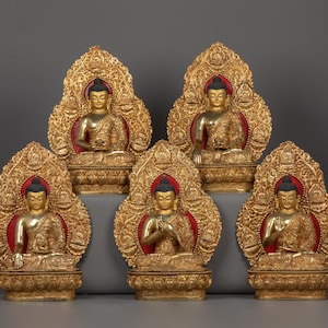 Historical Five Buddha Set | The Five Wisdoms of Enlightenment | Best for Meditation | Traditional Hand Crafted in Nepal | Best for Decor