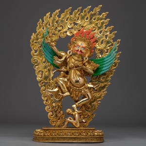 Tibetan Garuda Sculpture | Protector Deity | Handmade Himalayan Nepalese Artwork for Your Home Decor and Shrine Altar | Traditional Statue