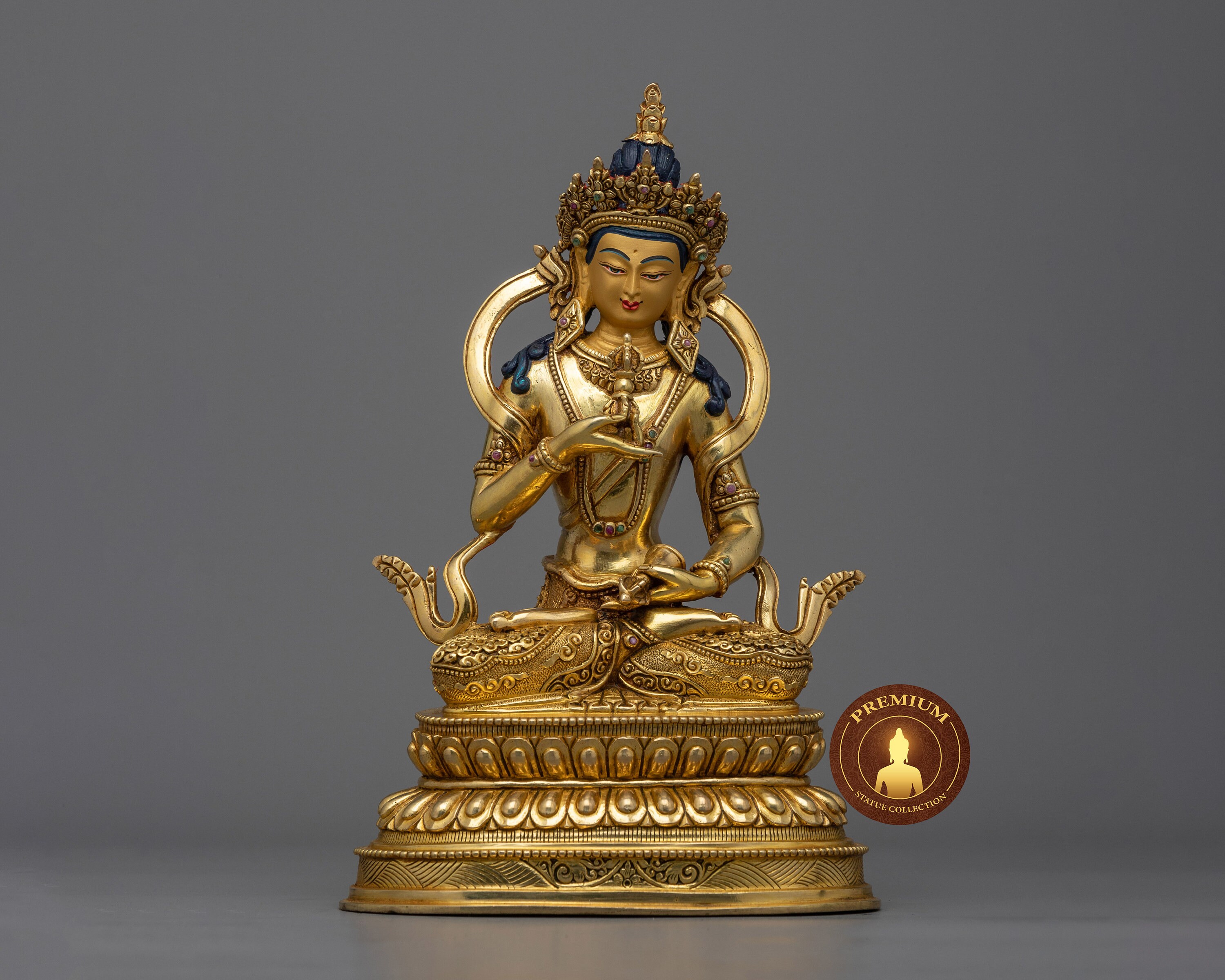 Vajrasattva Modern Buddhist Art "Vajrayana Artwork" - 24K Gold Gilded, Acrylic Paintings, Copper Body - Authentic Handcrafted Art from Nepal