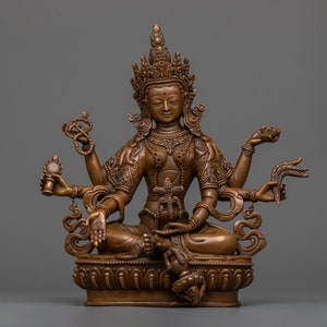 Premium Vasudhara Goddess of Abundance Statue in Oxidized Copper - Perfect for Meditation Spaces and Prosperity-Inspired Home Décor