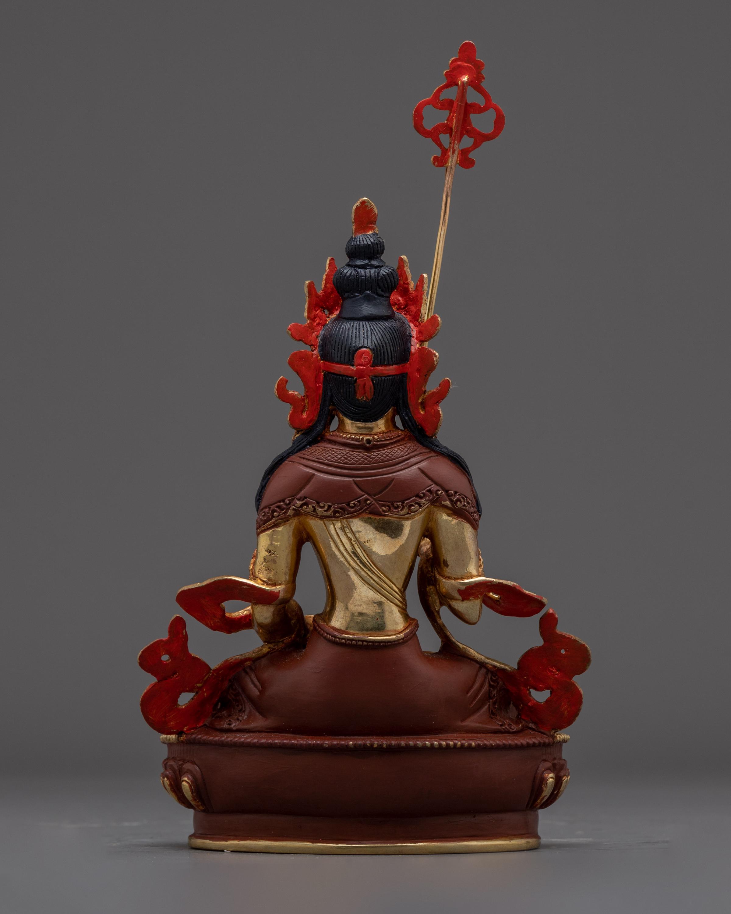 地蔵菩薩像 – 11.2インチ/28.5 cm 八大菩薩の一人、24K金鍍金酸化銅