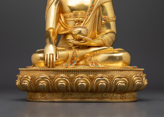 15.6-inch Shakyamuni Buddha Statue | 24K Gold Gilded Copper